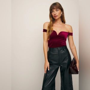 Reformation Andria Knit Top Red Velvet